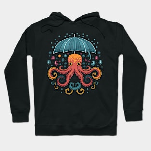 Octopus Rainy Day With Umbrella Hoodie